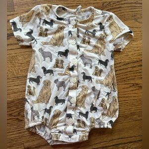 Kate Quinn Cream Dog Print Bubble Romper: 6-12 months